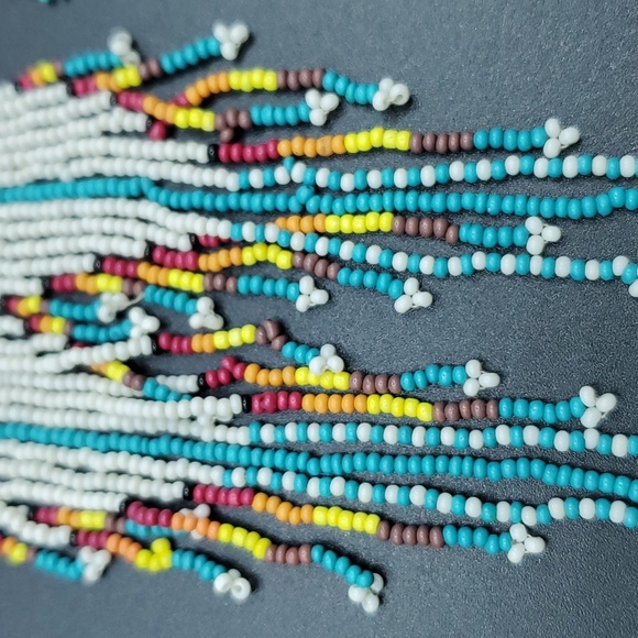 NWT Handmade Diamond Aztec Seedbead Tassel Dangle Earrings Plated 2 Choices - Picture 7 of 10